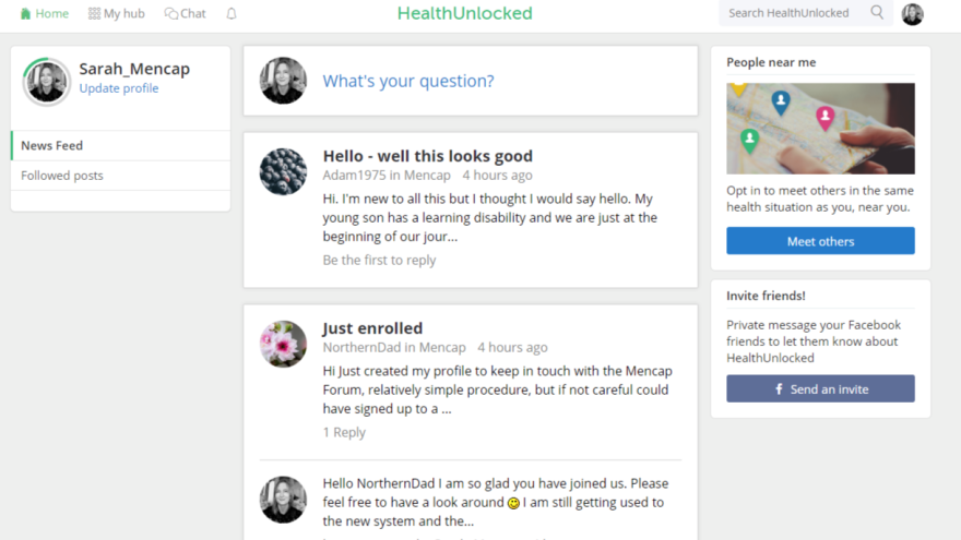 Feed of posts from Health Unlocked