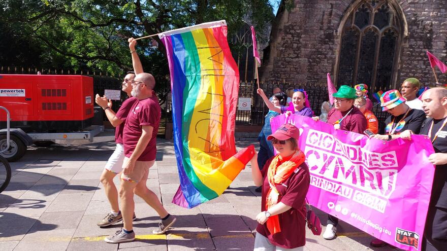 People with a learning disability taking part in Cardiff Pride 2022