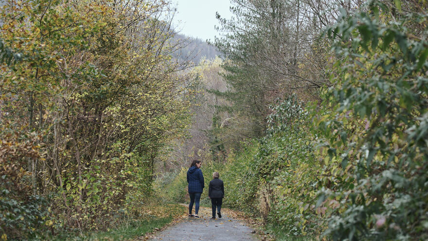 Eliza and Sara walking