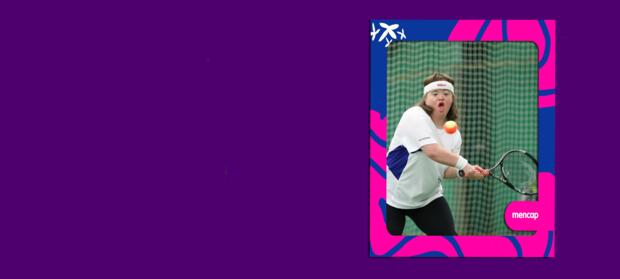 Woman playing indoor tennis